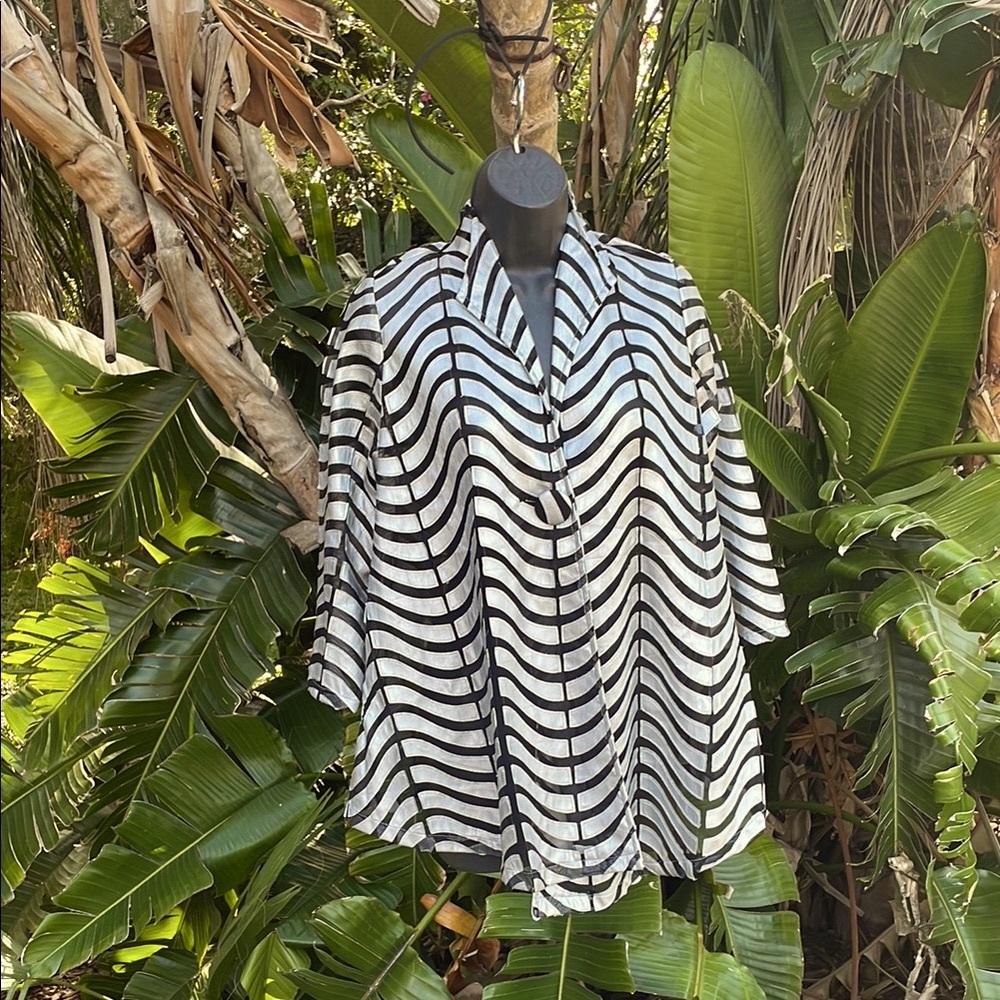 Silver vegan leather and sheer mesh swing coat